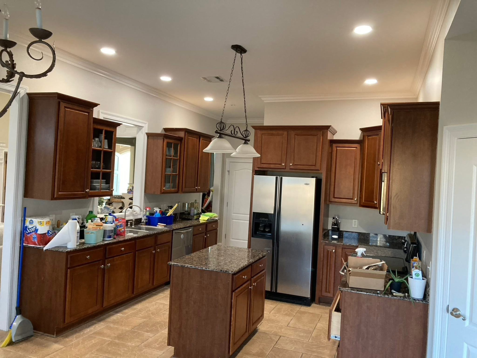 Kitchen recessed lighting and island pendant install