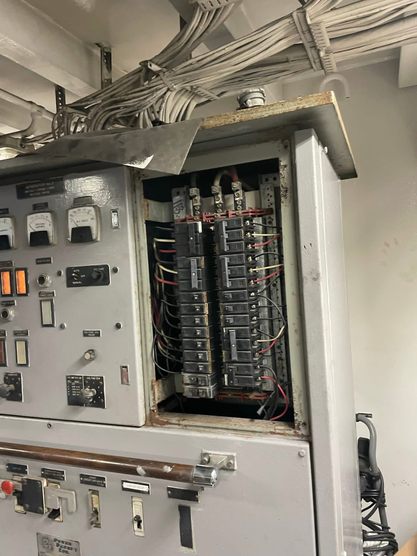 Breaker panel with new circuits landed during a service upgrade